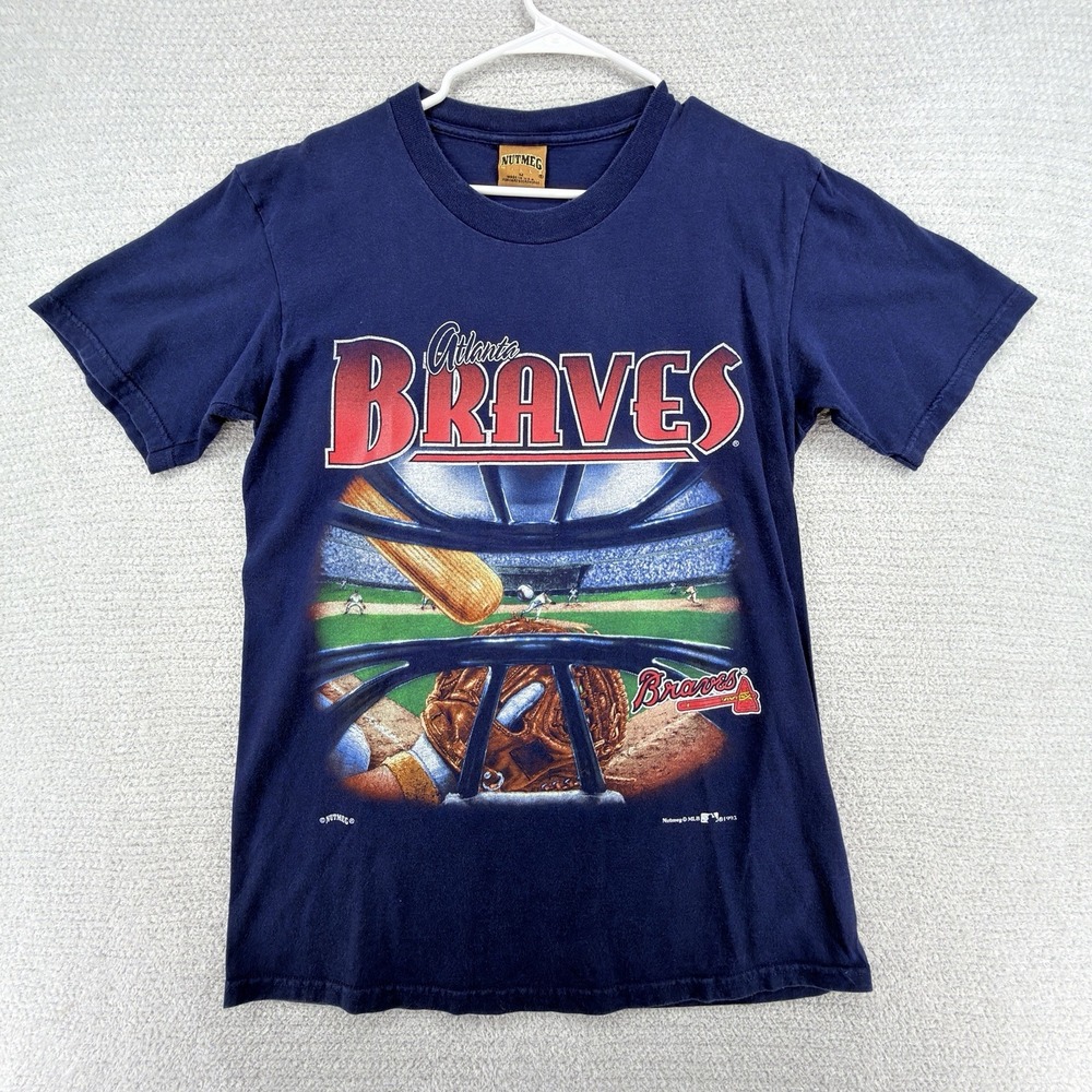 Vintage 1993 Atlanta Braves Nutmeg T Shirt M Single Stitch USA MLB Graphic 90s